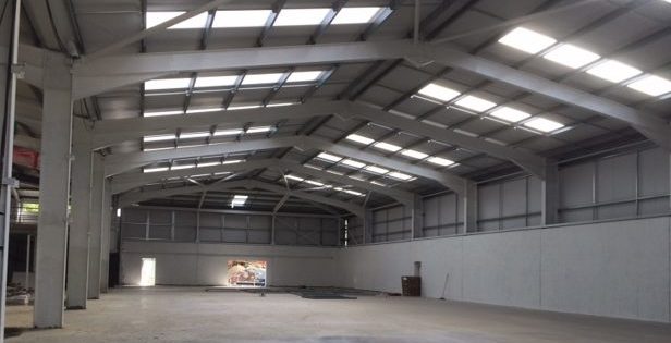 empty building interior with rooflights in Lincolnshire