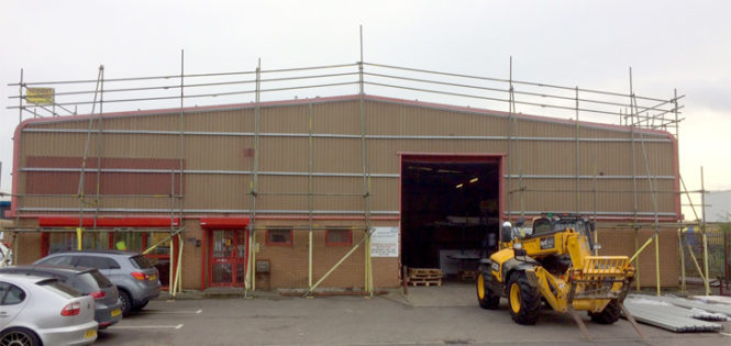 overclad of an industrial unit and carpark in yorkshire